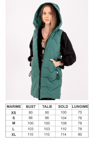 Vesta dama lungă cu glugă 808 îmbină confortul cu un design modern și practic. [2]