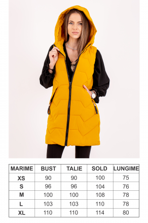Vesta dama lungă cu glugă 808 îmbină confortul cu un design modern și practic. [2]