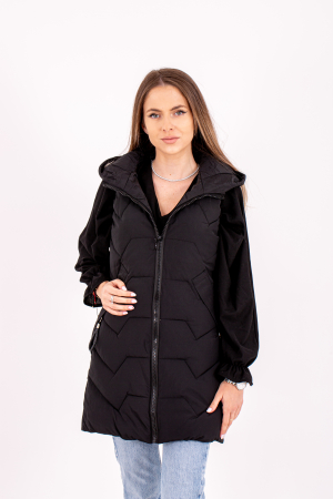 Veste de damă - Vesta dama lungă cu glugă 808 îmbină confortul cu un design modern și practic.