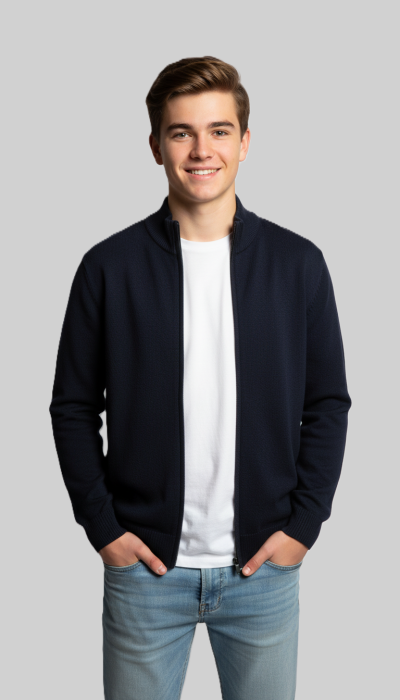 Pulover școlar cu fermoar navy [1]