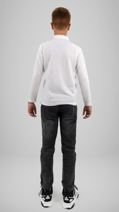 Tricou Polo cu mâneca lungă alb [3]