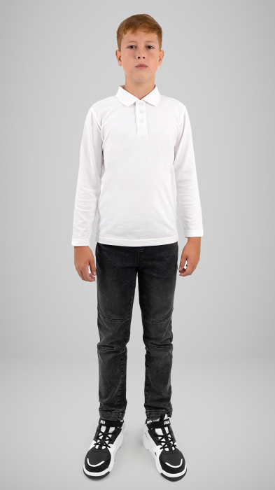 Tricou Polo cu mâneca lungă alb [2]