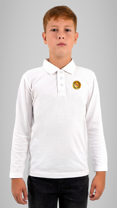 Tricou polo cu manecă lungă alb Regina Maria Deva [1]