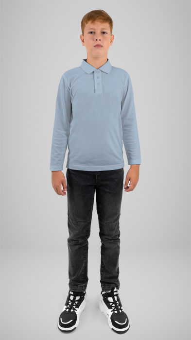 Tricou polo cu manecă lungă sky blue [2]
