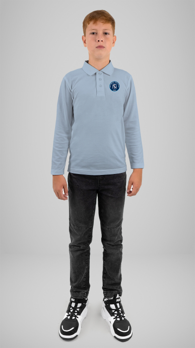 Tricou polo cu manecă lungă sky blue Nicolae Titulescu Caracal [2]