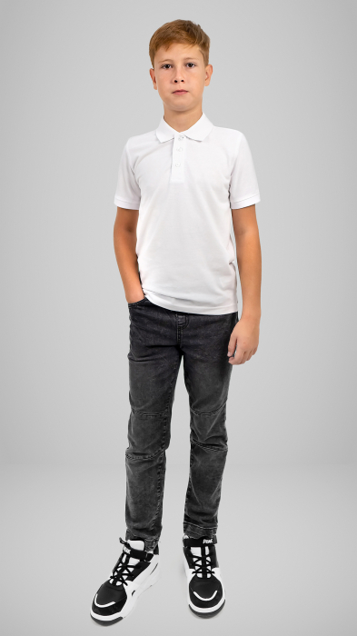 Tricou Polo cu mânecă scurtă alb [5]