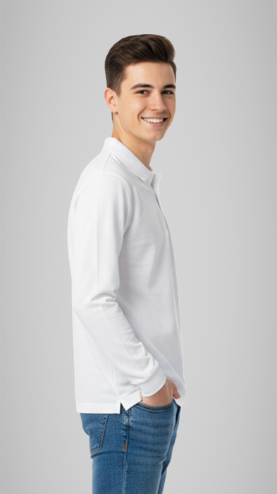 Tricou Basic polo mânecă lungă copii alb Școala Gimn. Nr.7 Botoșani [2]