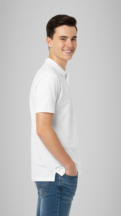 Tricou Basic polo mânecă scurtă copii alb Școala Gimn. Nr.7 Botoșani [2]