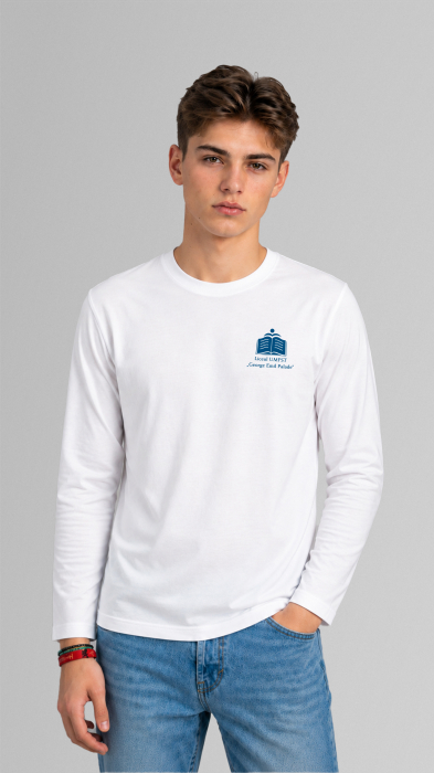 Tricou Premium cu manecă lungă alb UMFST George Emil Palade [2]