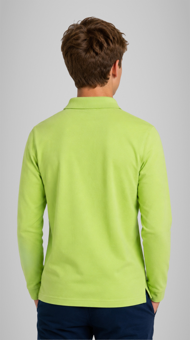 Tricou Premium polo cu manecă lungă verde lime Nicolae Iorga Sibiu [3]