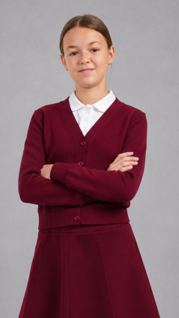 Școala Omega, Nazna - Cardigan școlar copii vișiniu Omega Nazna