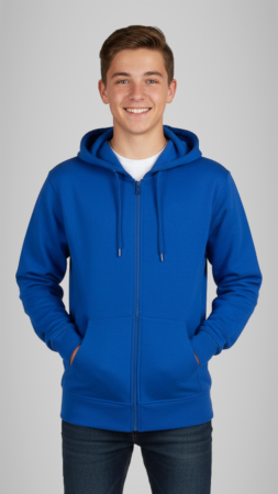 Produse - Hanorac școlar cu fermoar copii albastru royal