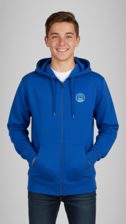 Școala Europeană Andrei Șaguna, Deva - Hanorac școlar cu fermoar copii albastru royal Andrei Șaguna Deva