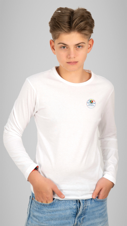 Școala Gimnazială Nicolae Bălcescu, RM Vâlcea - Tricou Basic mânecă lungă copii alb N. Bălcescu RM Vâlcea