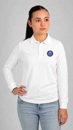 Școala Gimnazială Omega, Târgu Mureș - Tricou Basic polo mânecă lungă adulți alb Omega TG Mures