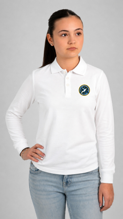 Tricou Basic polo mânecă lungă adulți alb Școala Gimnazială Europa, Târgu Mureș [1]