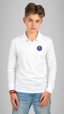 Școala Gimnazială Omega, Târgu Mureș - Tricou Basic polo mânecă lungă copii alb Omega TG Mures