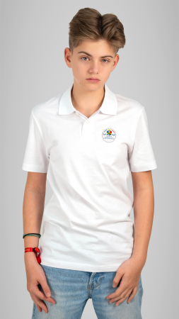 Școala Gimnazială Nicolae Bălcescu, RM Vâlcea - Tricou Basic polo mânecă scurtă copii alb N. Bălcescu RM Vâlcea