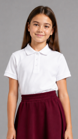 Tricou Basic polo mânecă scurtă copii alb Omega Nazna [2]