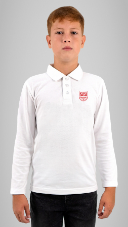 Școala Gimnazială Dacia, Târgu-Mureș - Tricou Polo cu mânecă lungă alb Dacia