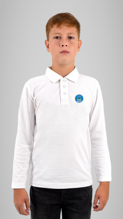 Școala Europeană Andrei Șaguna, Deva - Tricou polo cu manecă lungă alb Andrei Șaguna Deva