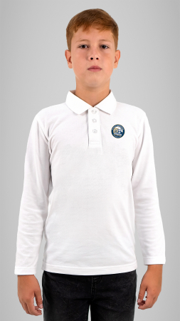 Școala Gimnazială Nicolae Iorga, Botoșani - Tricou polo cu manecă lungă alb Nicolae Iorga Botoșani