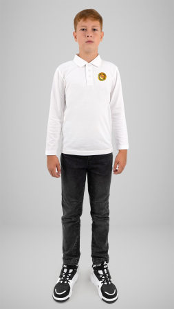 Tricou polo cu manecă lungă alb Regina Maria Deva [1]
