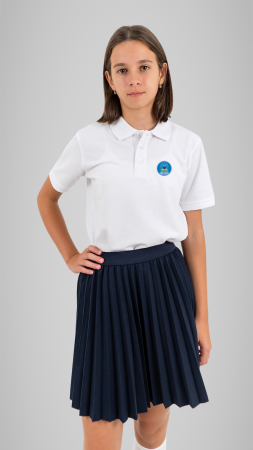 Școala Europeană Andrei Șaguna, Deva - Tricou polo cu manecă scurtă alb Andrei Șaguna Deva