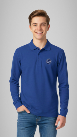 Școala Gimnazială Alexandru Ioan Cuza, Târgu-Mureș - Tricou Basic polo mânecă lungă adulți royal Alexandru Ioan Cuza