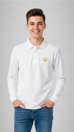 Școala Gimnazială Nr.7, Botoșani - Tricou Basic polo mânecă lungă copii alb Școala Gimn. Nr.7 Botoșani