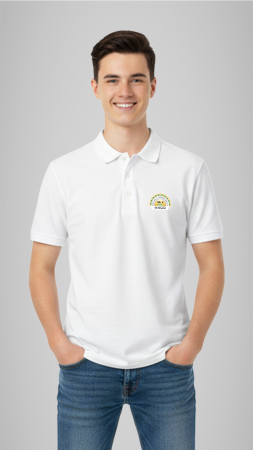 Școala Gimnazială Nr.7, Botoșani - Tricou Basic polo mânecă scurtă adulți alb Școala Gimn. Nr.7 Botoșani