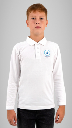 Școala Gimnazială Gheorghe Popovici, Lozna - Tricou Premium polo cu manecă lungă alb Gh. Popovici Lozna