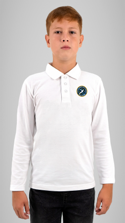 Școala Gimnazială Europa, Târgu Mureș - Tricou Premium polo cu manecă lungă alb Școala Gimnazială Europa, Târgu Mureș