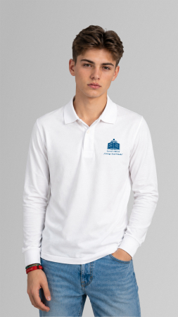 Liceul UMFST George Emil Palade, Târgu-Mureș - Tricou Premium polo cu manecă lungă alb UMFST George Emil Palade