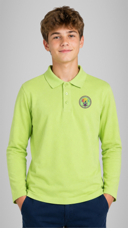 Școala Gimnazială Nicolae Iorga, Sibiu - Tricou Premium polo cu manecă lungă verde lime Nicolae Iorga Sibiu