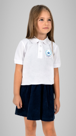 Școala Gimnazială Gheorghe Popovici, Lozna - Tricou Premium polo cu manecă scurtă alb Gh. Popovici Lozna