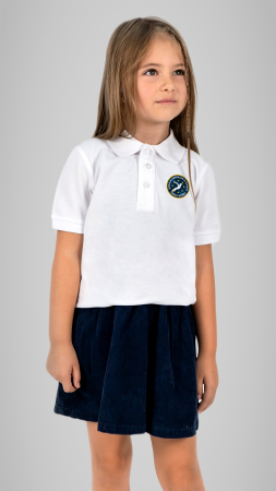 Școala Gimnazială Europa, Târgu Mureș - Tricou Premium polo cu manecă scurtă alb Școala Gimnazială Europa, Târgu Mureș