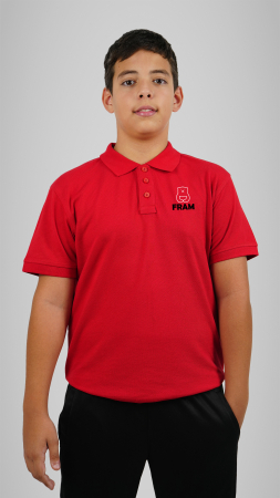 FRAM School, Sibiu - Tricou Premium polo cu manecă scurtă roșie FRAM School Sibiu