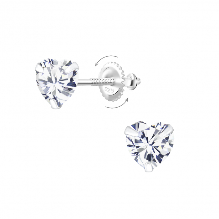 Cercei Heart Screw Back Cubic Zirconia [1]