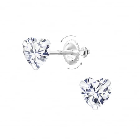 CERCEI - Cercei Heart Screw Back Cubic Zirconia