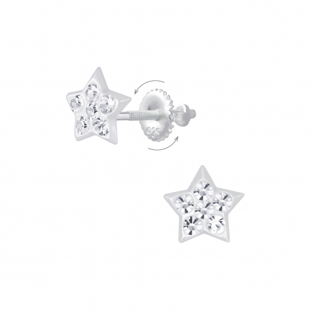 KIDS - Cercei Star Crystal Screw Back