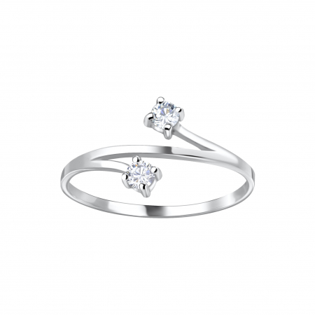 INELE - Inel Two Stone Silver Cubic Zirconia