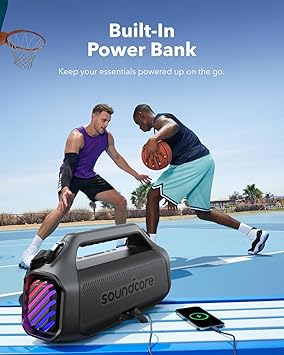 Boxa portabila Anker Soundcore Boom 2 Plus, 140W, BassUp 2.0, IPX7, Lumini RGB, Baterie externa, Bluetooth 5.3, Negru [4]