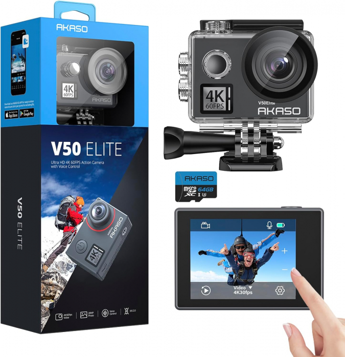 Camera sport Akaso V50 Elite, 4K/60FPS, 20 MP, rezistenta la apa 40m [1]