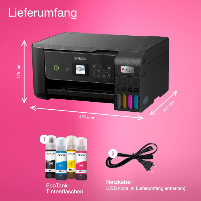 Imprimanta inkjet, Epson EcoTank ET-2870, negru [2]