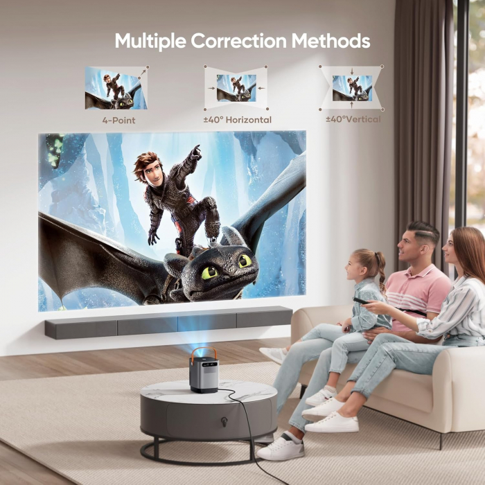 Mini Videoproiector TOPTRO TR23, HD 1080P 8000 lumeni, 5G WiFi Bluetooth Home Cinema cu butoane touchscreen, compatibil cu TV Stick, HDMI, USB, PS4, X-Box, iOS/Android [3]