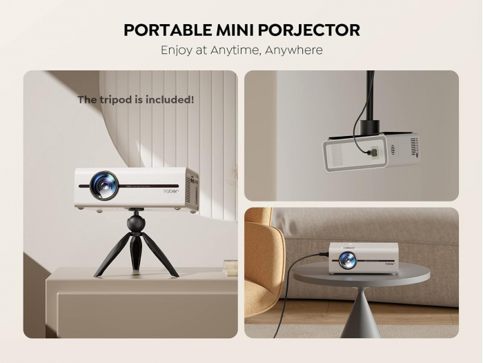 Mini Videoproiector Yaber V5 WiFi Bluetooth 2.4G & 5G, 7000 lumeni, Full HD 1080P compatibil cu TV Stick / Smartphone / Laptop / HDMI / DVD Telefon mobil, portabil [2]