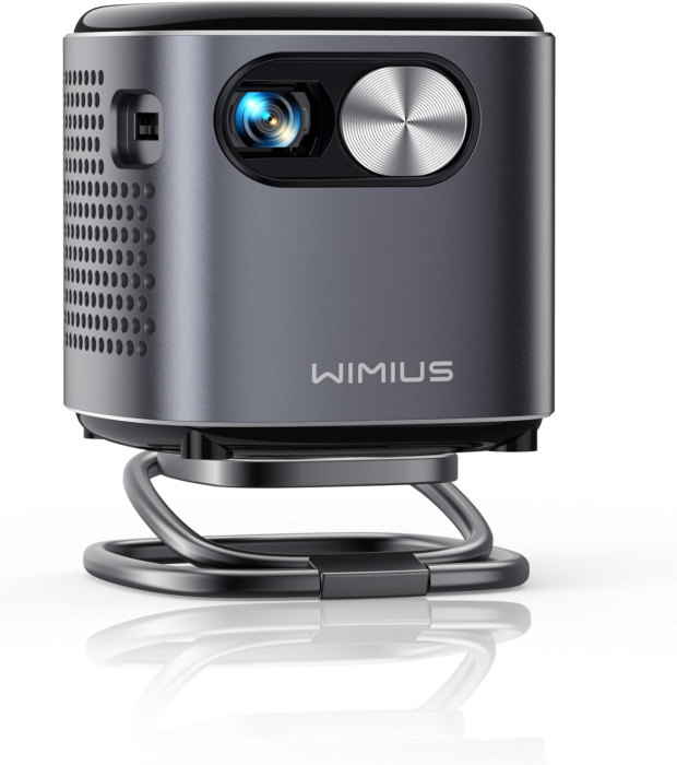 Miniproiector Wimius Q2 WiFi Bluetooth, 150 ANSI Android TV, DLP si baterie reincarcabila, portabil, difuzor 360°, suport 1080P, inteligent fara fir pentru exterior pentru telefon/HDMI/USB [1]