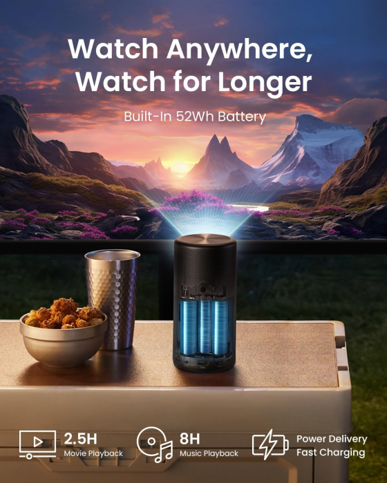 Proiector video portabil Anker Nebula Capsule 3 Laser, 1080p, WiFi, 300 ANSI-Lumen, Dolby Digital [7]