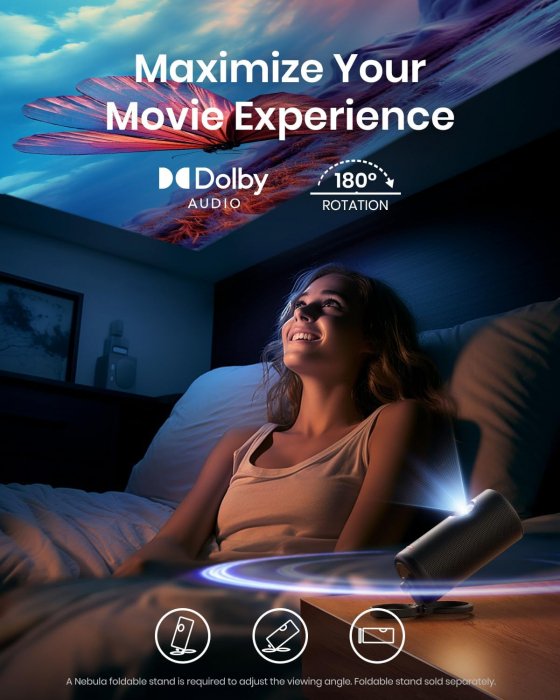 Proiector video portabil Anker Nebula Capsule 3 Laser, 1080p, WiFi, 300 ANSI-Lumen, Dolby Digital [3]